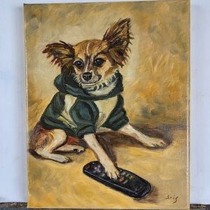 Abstract oil Painting cute Dog, Custom Painting